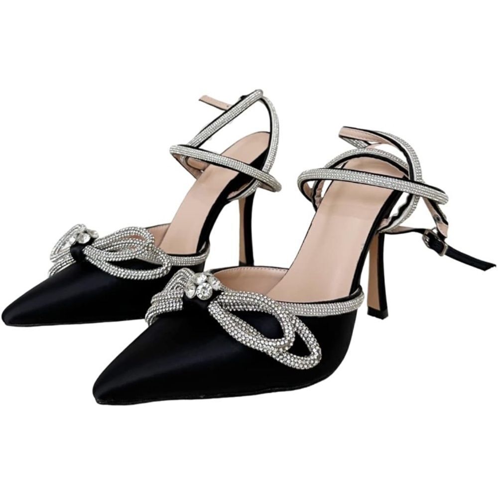 Frankie Hsu Stiletto High Heeled Pumps Sandals, Crystal Rhinestone